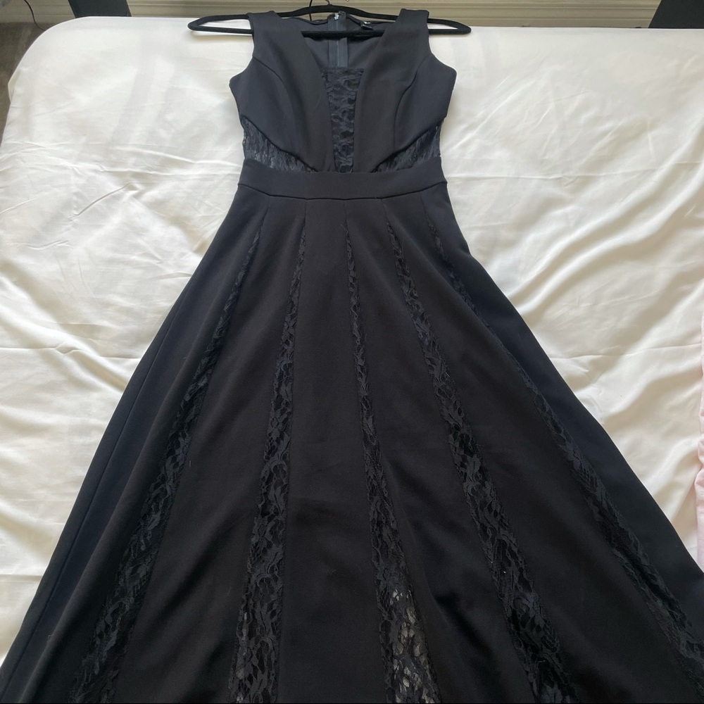 Black Evening Dress Lace Mesh Small-Medium